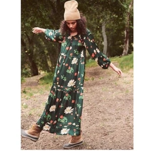 The Great Womens Tearoom Floral Print Tiered Maxi Dress Long Sleeve Green Size S - Picture 1 of 10