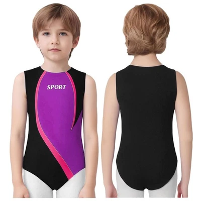 Unitardas de baile estampadas sin mangas de leotardo para práctica y rendimiento para niños Foto 1 de 3