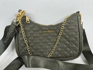 Steve Madden Olive Green Quilted Shoulder Bag with Gold Chain Strap Y2K Style - Picture 1 of 3