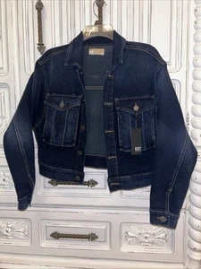 Kut from The Kloth Miller Cropped Trucker Denim Jacket Dark Wash Womens Size S - Picture 1 of 9