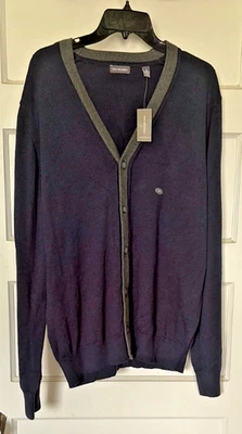 Van Heusen Men's Navy & Gray Cardigan Sweater Size M NWT $72.00 - Image 1 of 4