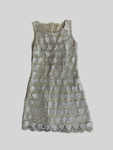Alberta Ferretti silver & cream lace sleeveless dress size UK8/US4 - Picture 1 of 5