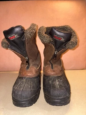 Steel Shank Winter Boots-Size 12-Hunting Snow Boots-Brown Leather-Black Rubber - Image 1 of 4