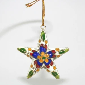 Weißer Cloisonné Stern Emaille Weihnachtsschmuck 2x2 cm mehrfarbig - Bild 1 von 8