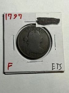 1797 Drapierte Büste große Cent F Tough Type Münze - Bild 1 von 4