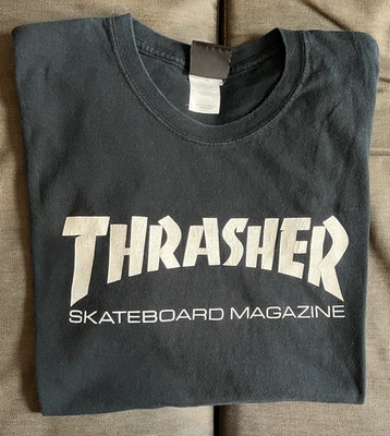 THRASHER Skateboarding Negro Logo Camiseta, Talla Hombre Grande Foto 1 de 4