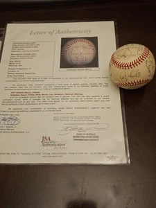 YANKEES HOFERS STARS (18) SIGNED HANDSIGNIERT OAL BASEBALL WINFIELD RIZZUTO + JSA - Bild 1 von 9