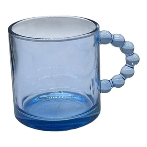 Vintage Blue Colored Glass Mug Coffee Tea Cup With Textured Bubble Handle - Picture 1 of 7