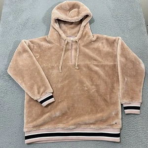 UGG Hoodie Womens L Pink Crystal Kailani Sherpa Hoodie 1/4 Zip Pullover - Picture 1 of 17