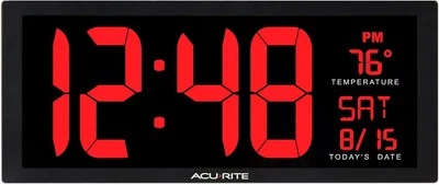 AcuRite 14.5" Large Digital LED Oversized Wall Clock with Date 14.5-Inch, Red  - Image 1 of 4