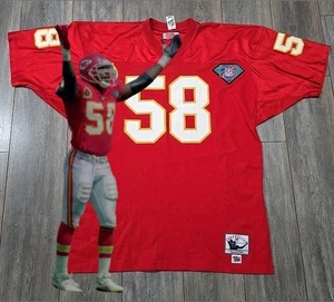 NEW VINTAGE AUTHENTIC DERRICK THOMAS KC CHIEFS JERSEY 52 XXL MITCHELL NEW - Picture 1 of 14
