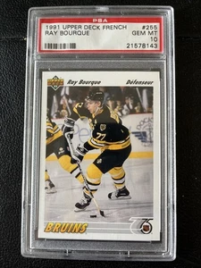 1991 Upper Deck French Ray Bourque #255 Boston Bruins Pop 4 PSA 10 Gem Mint - Picture 1 of 2