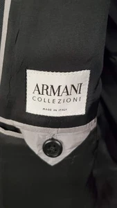 Armani Collezioni Cappotto Sportivo Uomo 48R Nero Rigato Lana 1 Bottone Blazer - Foto 1 di 8