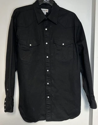 Carhartt Pearl Snap Shirt Mens Lg T  Blk Heavy Canvas Western Work wear Read Des - Image 1 of 4