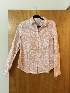 Boden The Classic Shirt Button-Up Long Sleeve Pink White Abstract Zebra Print 8R - Picture 1 of 14