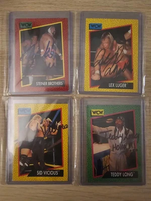 AUTOGRAPHED 1991 WCW Cards - Lex Luger , Rick Steiner, Sid Vicious, Teddy Long - Image 1 of 4