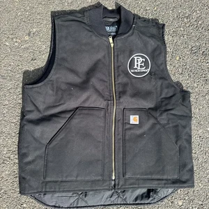 Carhartt Herren Duck schwarz durchgehender Reißverschluss Canvas Baumwolle Taschen gefüttert Weste Größe XL V01 - Bild 1 von 7