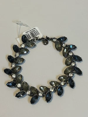 "Pulsera de moda Ann Taylor pistola tono metal facetado azul gris piedras preciosas 7,5"" nueva con etiquetas" Foto 1 de 4