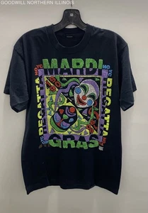 VTG Mardi Gras 1990 Carnival Masks Puffy Print UV Glow Single Stitch Tshirt Sz L - Picture 1 of 8