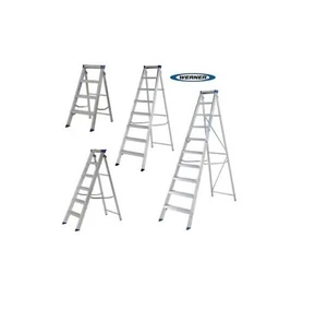 WERNER Builders Aluminium Heavy Duty Step Ladder Professional 4 6 8 10 TREAD - Picture 1 of 16