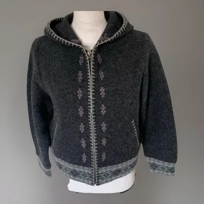 Chaqueta Suéter Woolrich Para Mujer Lana Con Capucha L Cremallera Frontal Bordada Borde Nórdico  Foto 1 de 4