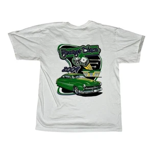 Youngs Diner T-Shirt Uomo Large 2007 Verde Classica Auto Grafica Hot Rod Bomber - Foto 1 di 7