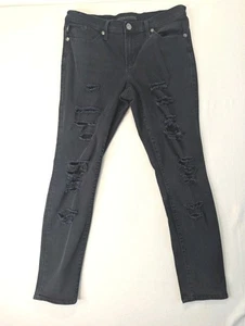 Rock & Republic Jeans Damen Größe 12 M schwarz schmal distressed City Biker - Bild 1 von 15