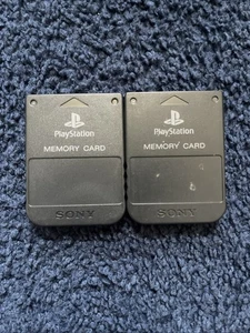 Official OEM PS1 PlayStation (2) Memory Cards SCPH-1020 Lot Of 2 - Picture 1 of 2