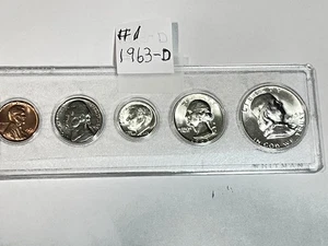 1963-D MINT SET PUT TOGETHER IN 1963, FRESH COINS FROM THE BANK PUT INTO HOLDER - Picture 1 of 2