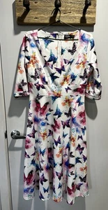 Dolly and Dotty Scarlette White Sleeved Butterfly Midi Dress Size Aus 14 NEW - Picture 1 of 16