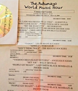 RADIO SHOW: PUTUMAYO WORLD 5/9/05 PETER TOSH/MICK JAGGER, REGGAE ROCKERS,TUKULEU - Imagen 1 de 1