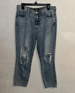 Aero Jeans Womens 12 Blue Distressed Mom Jean Straight Leg Y2K Casual - Picture 1 of 7