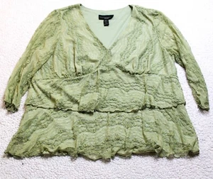 Venezia V-Ausschnitt Kleid Shirt Damen 22/24 Grün Langarm - Bild 1 von 4