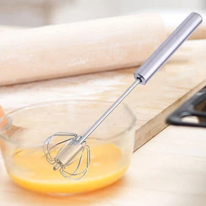 Stainless Steel Egg Beater Rotating Semi-Automatic Hand Push Whisk Kitchen Tool - Picture 1 of 14
