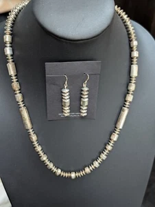 Vintage Navajo Silver Necklace & Earrings SET - Picture 1 of 8