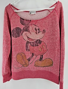 Disney Parks Authentic Mickey Mouse Large Sweatshirt Light Weight Red Boat Neck - Picture 1 of 13