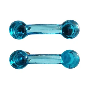 Vintage 2 runde türkis Glas 4" Brücke Griffe Lot Schublade Zug Hardware Antik - Bild 1 von 16