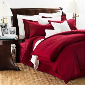 CHAPS HOME DAMASK STRIPE 100% Pima Cotton 500TC QUEEN BEDSKIRT Red NEW 