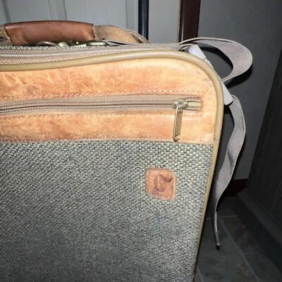Hartmann Tweed & Leather 22" Rolling Wheeled Upright Carry On Luggage Suitcase - Image 1 of 4