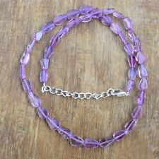 A++ Genuine Purple Amethyst Pear Gemstone 15" Beaded Fashion Necklace For Her