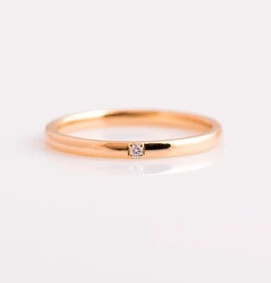 0.01CT Round Cut Lab Grown Diamond Women Minimalist Shiny Ring In 10K Rose Gold - Image 1 of 4