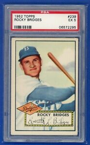 1952 Topps #239 Rocky Bridges PSA 5 RC Rookie Dodgers
