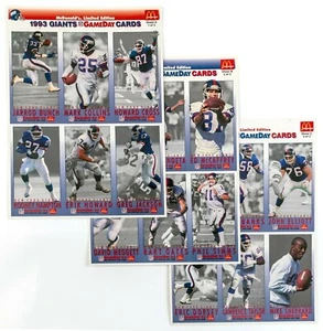 Cartes NY Giants Game Day 1993, McDonald’s édition limitée série complète de 3 - Photo 1 sur 7