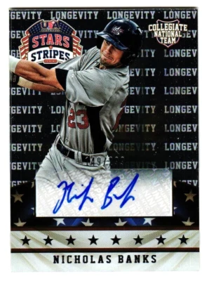 2015 Nicholas Banks Panini USA Stars & Stripes Longevity Auto 149/299 Nationals - Image 1 of 2