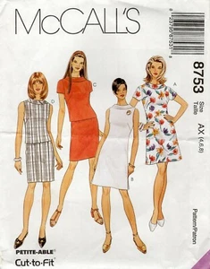 Abito e top McCall's 8753 A-Line con colletto largo, a punta dietro e gonna taglia 4-8 - Foto 1 di 4