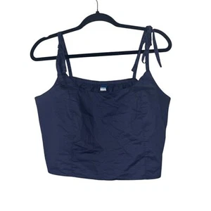 Old Navy Cami Crop Tank Top Cropped Tie Top Navy Blue Summer Festival Large - Picture 1 of 10