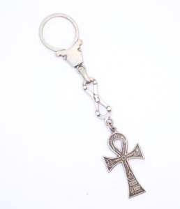 Sterling Silver 925 Egyptian Ankh Hieroglyph Keychain - Picture 1 of 4