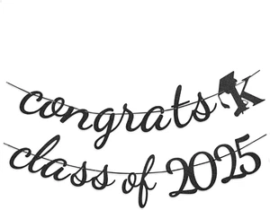 Initial K Graduation Decorations Class of 2025, College High School Black Congra - Picture 1 of 12
