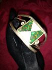 Vintage Alpaca Mexican Silver cuff bracelet with inlaid turquoise &  shell