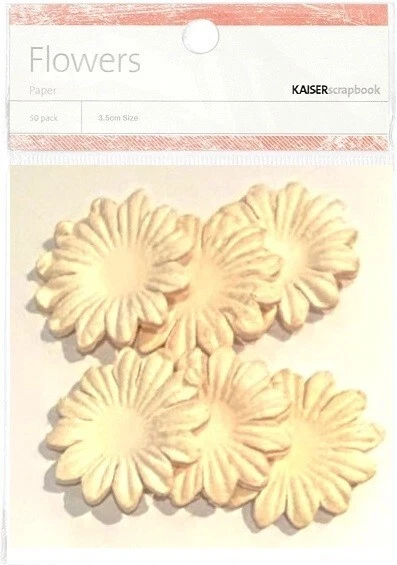 Flores de papel, crema, 50/pk, 3,5 cm, álbum de recortes - Kaisercraft 814 Foto 1 de 1